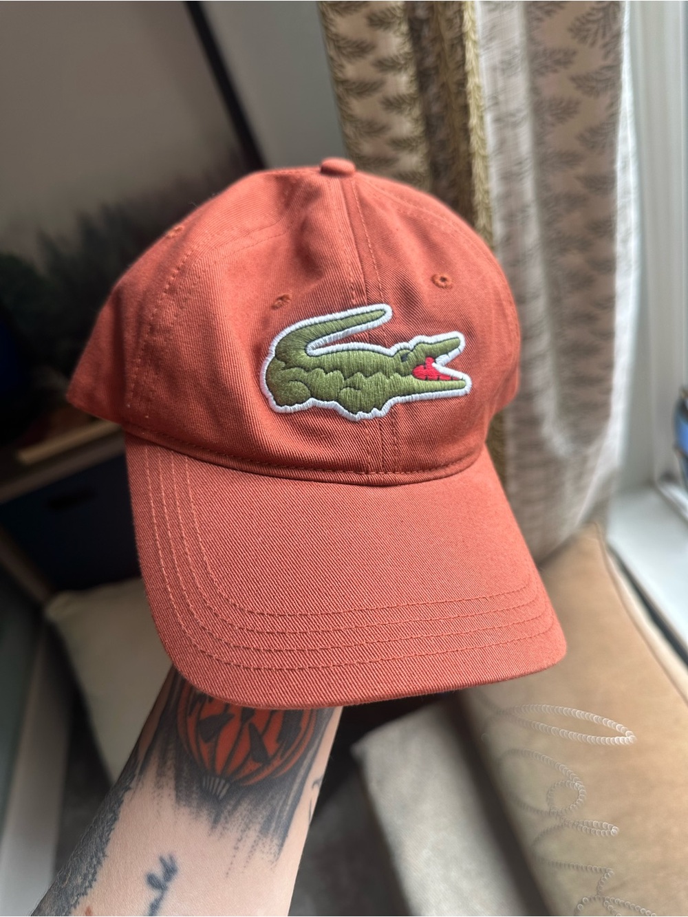 Lacoste Rust Orange Croc Logo Adjustable Cap